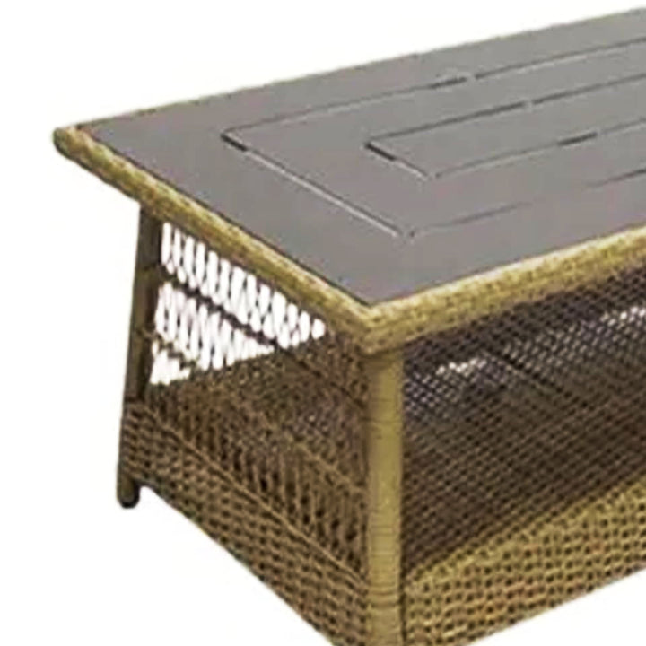 Four Seasons Courtyard Positano 40" x 26" Outdoor Wicker Coffee Table, Brown