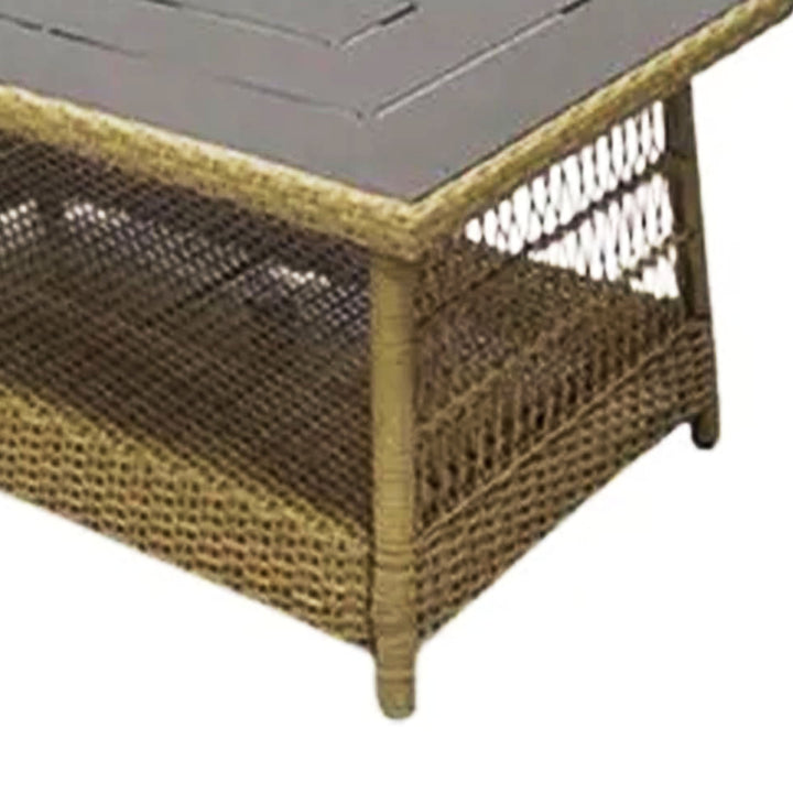 Four Seasons Courtyard Positano 40" x 26" Outdoor Wicker Coffee Table, Brown