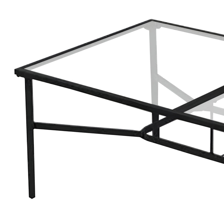 Four Seasons Courtyard Sunny Isles Tempered Glass Top Patio Dining Table, Black