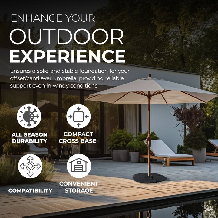 Four Seasons Courtyard Compact Cross Base for Offset Umbrella, Black(Open Box) - VMInnovations