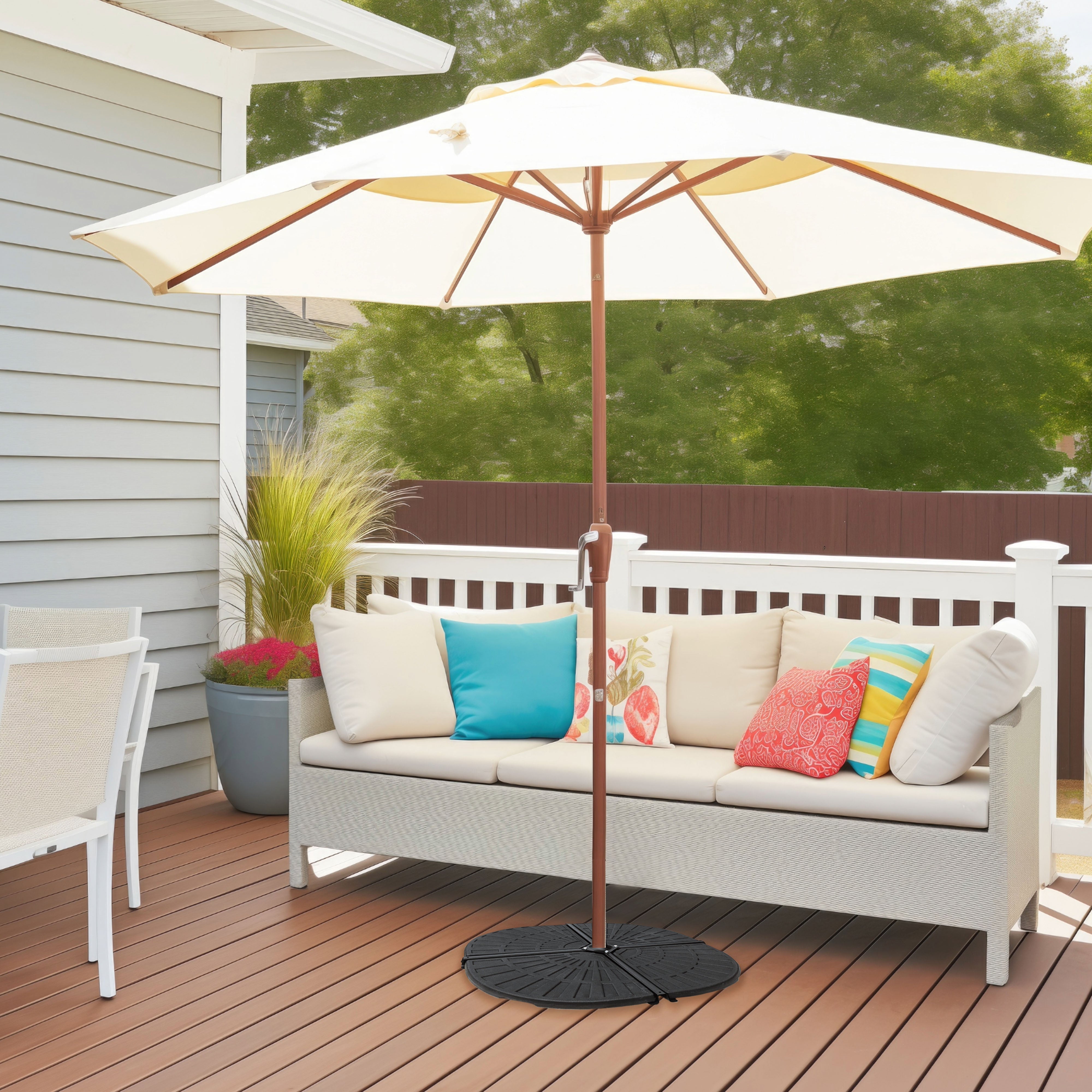 Four Seasons Courtyard Compact Cross Base for Offset Umbrella, 1 Piece, Black - VMInnovations