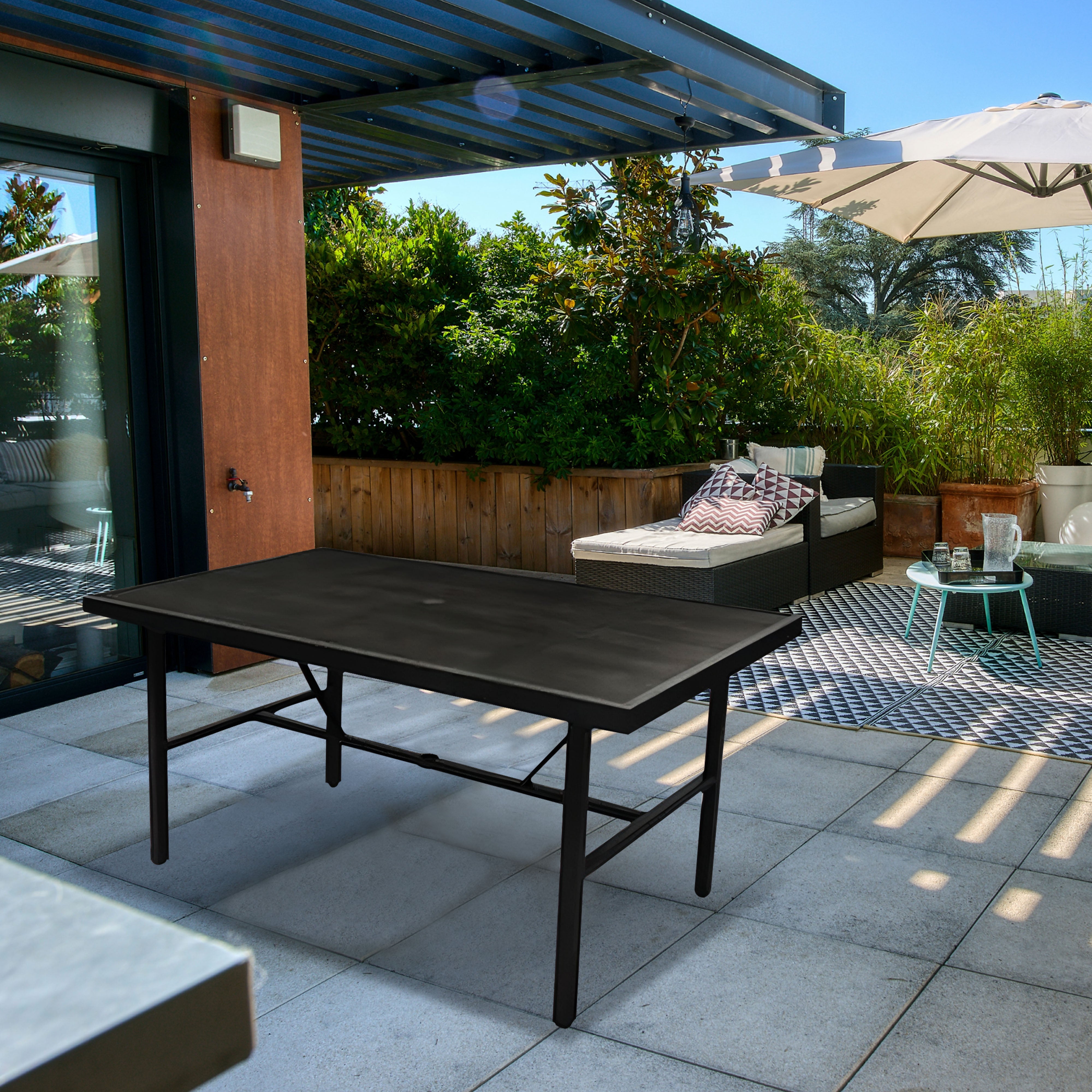 Four Seasons Courtyard Nantucket 40 x 72 Inch All Weather Patio Dining Table - VMInnovations