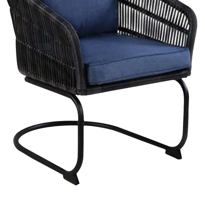 Four Seasons Adelaide Set of 2 C Spring Cushioned Dining Chairs, Blue (Used) - VMInnovations