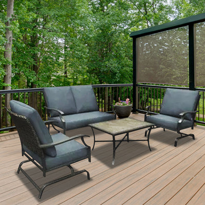 Four Seasons Courtyard Belmont 4 Piece Collection w/Rockers, Table & Loveseat - VMInnovations