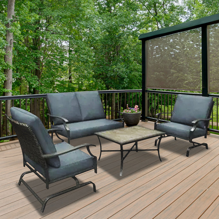 Four Seasons Courtyard Belmont 4 Piece Collection w/Rockers, Table & Loveseat