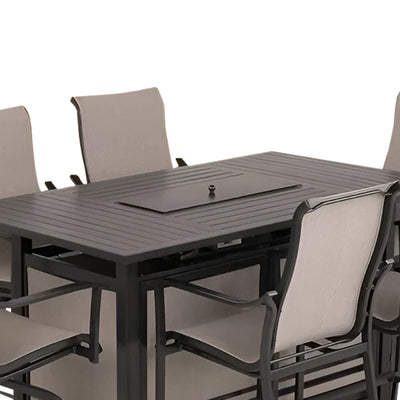 Four Seasons Courtyard Manhattan 6 Piece Patio High Chair Dining Furniture, Gray - VMInnovations