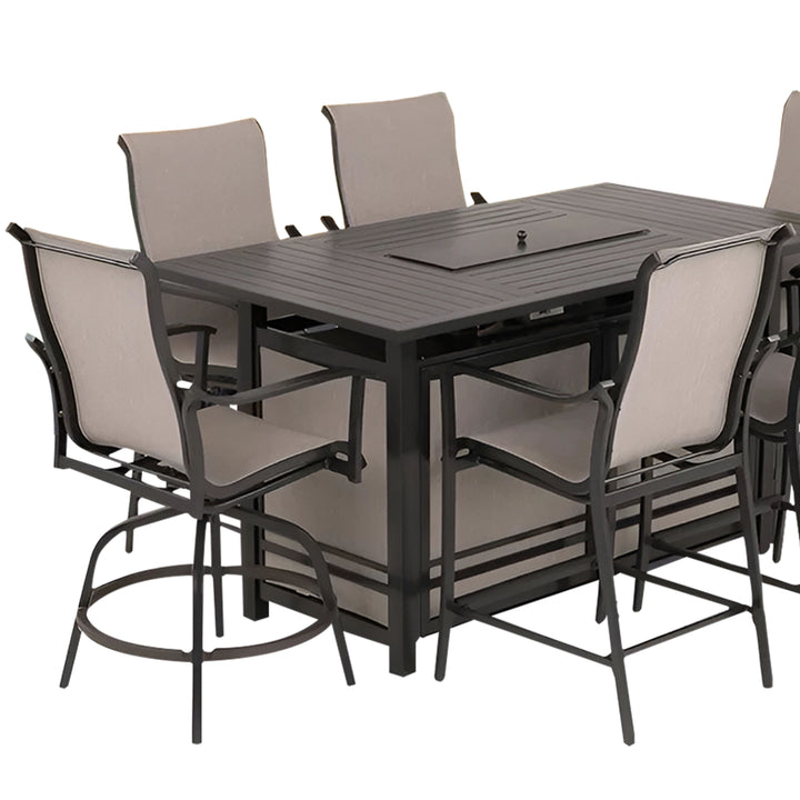 Four Seasons Courtyard Manhattan 6 Piece Patio Dining Furniture, Gray (Used)