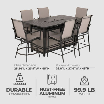Four Seasons Courtyard Manhattan 6 Piece Patio High Chair Dining Furniture, Gray - VMInnovations