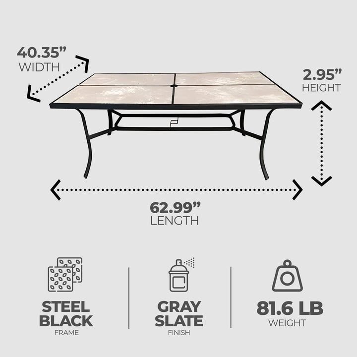 Four Seasons Courtyard Campton 70" Hills Dining Table w/Slate Finish (Open Box) - VMInnovations