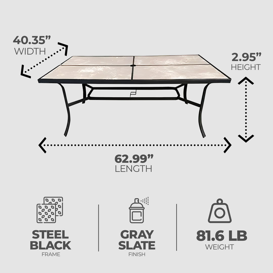 Four Seasons Courtyard Campton 70" Hills Dining Table with Slate Finish (Used) - VMInnovations