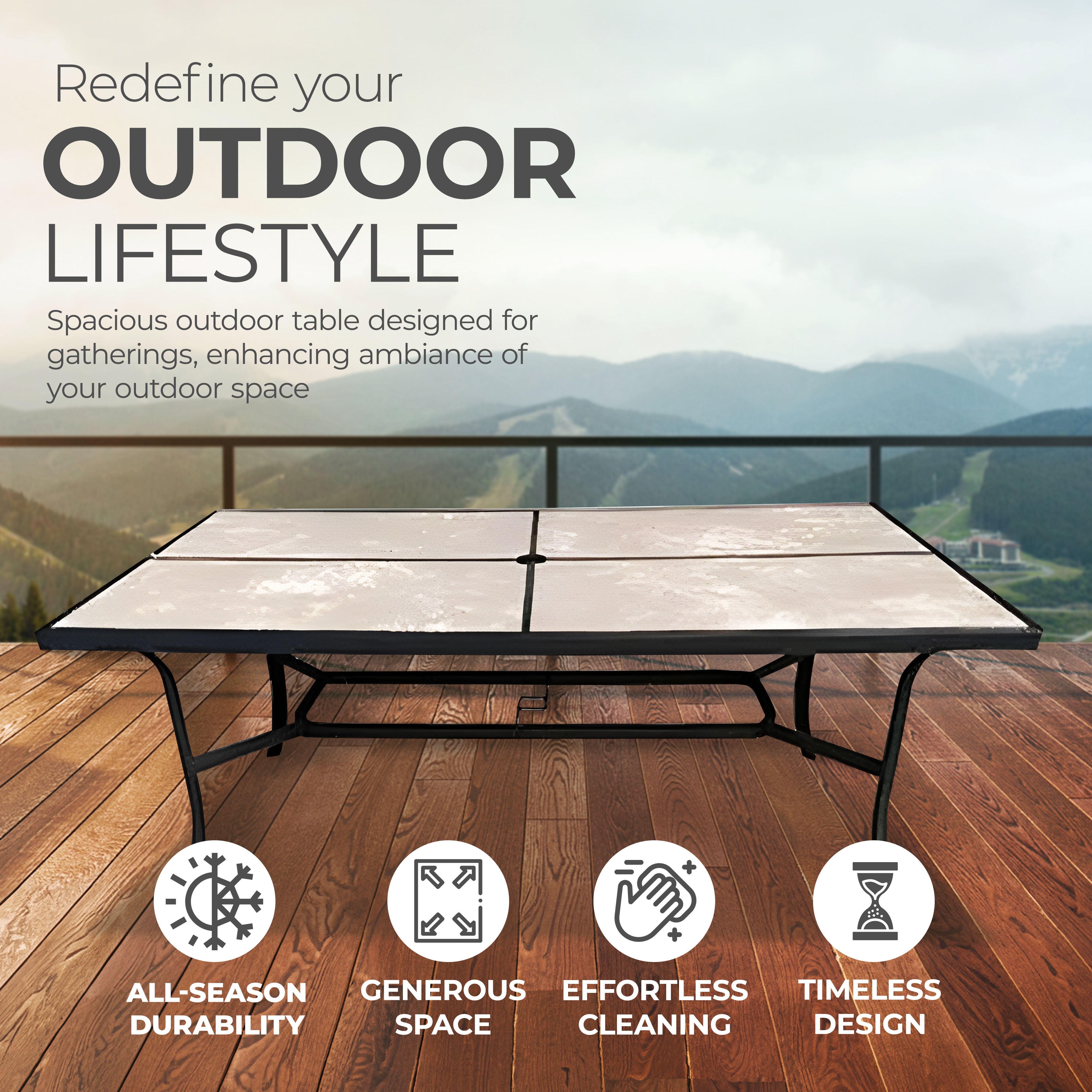 Four Seasons Courtyard Campton 70" Hills Dining Table w/Slate Finish (Open Box) - VMInnovations