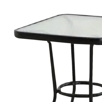 Four Seasons Courtyard Tempered Glass Top Patio Dining Table, Black (Open Box)