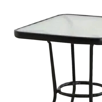 Four Seasons Courtyard Sunny Isles Tempered Glass Top Patio Table, Black (Used)