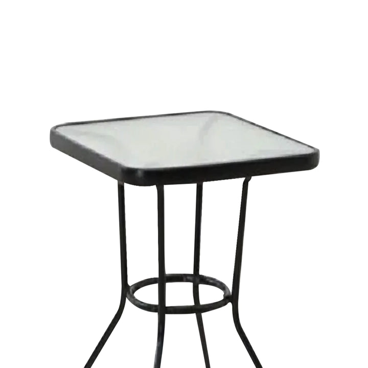 Four Seasons Courtyard Sunny Isles Tempered Glass Top Patio Dining Table, Black