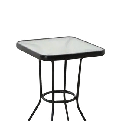 Four Seasons Courtyard Sunny Isles Tempered Glass Top Patio Table, Black (Used)