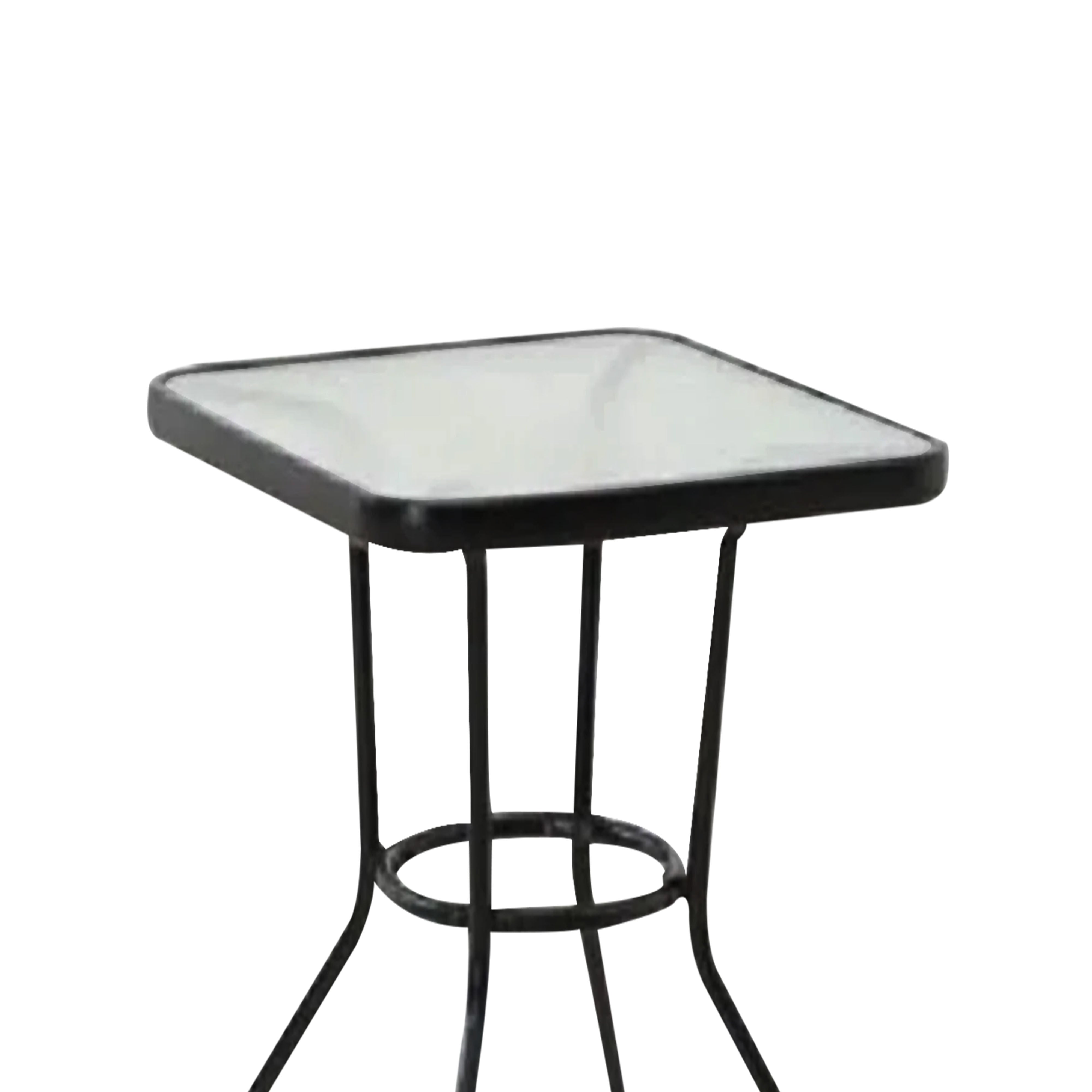 Four Seasons Courtyard Sunny Isles Tempered Glass Top Patio Table, Black (Used) - VMInnovations