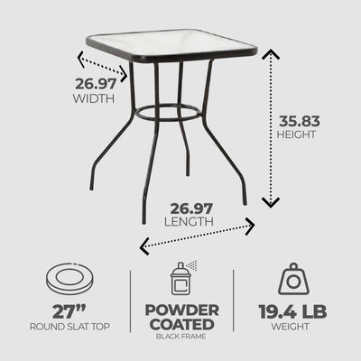 Four Seasons Courtyard Sunny Glass Top Dining Table w/Tempered Glass (Open Box) - VMInnovations
