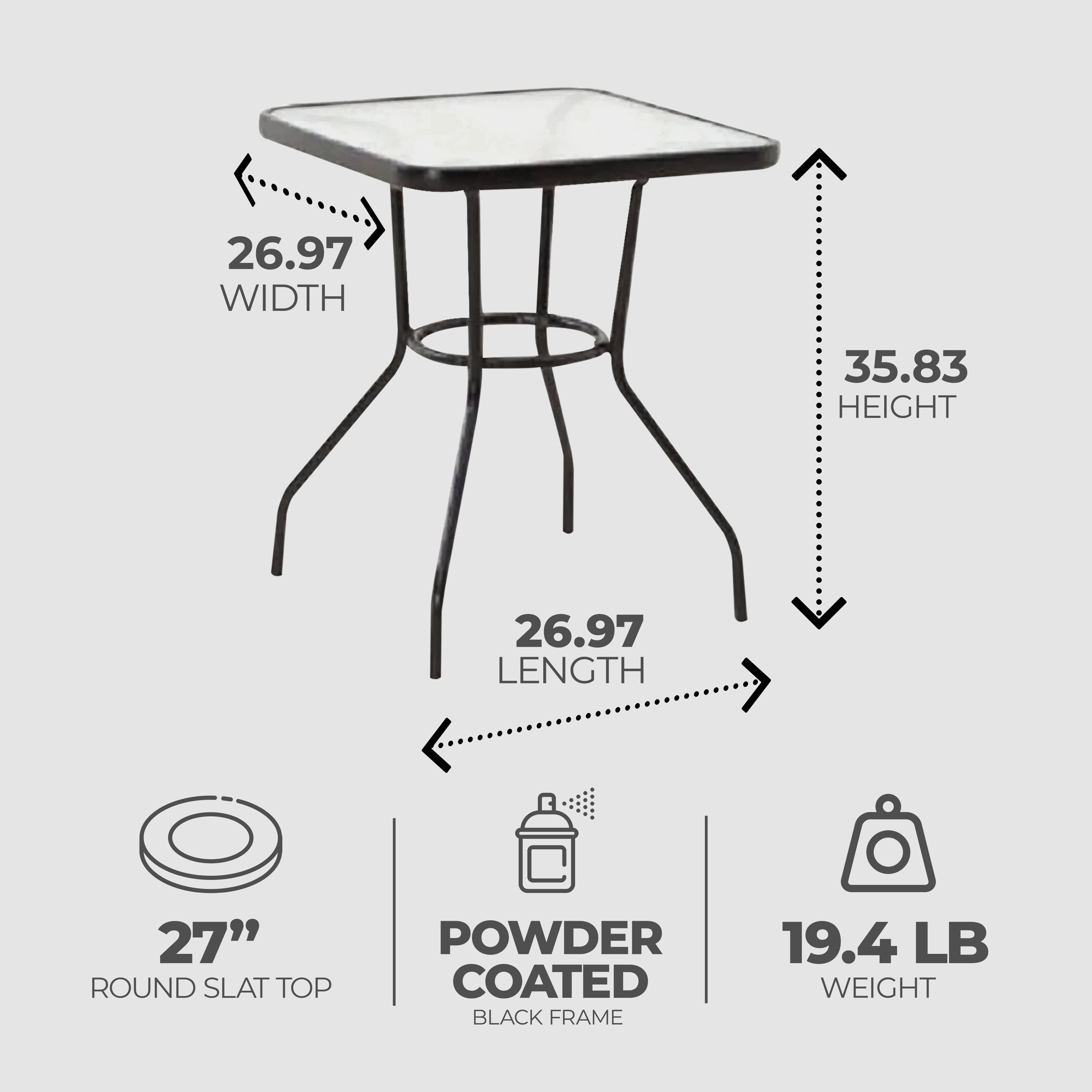 Four Seasons Courtyard Sunny Glass Top Dining Table w/Tempered Glass (Open Box) - VMInnovations