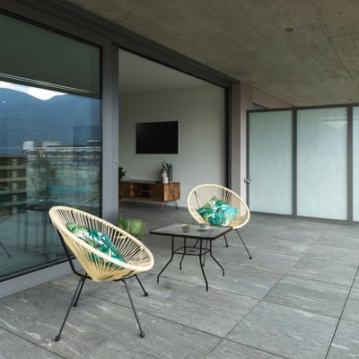 Four Seasons Courtyard Sunny Tempered Glass Top Patio Dining Table, Black (Used) - VMInnovations