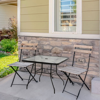 Four Seasons Courtyard Sunny Tempered Glass Top Patio Dining Table, Black (Used) - VMInnovations