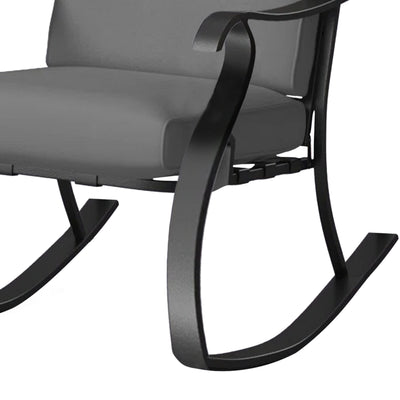 Four Seasons Courtyard Gramercy Sturdy Steel 3 Piece Rocking Bistro Set, Gray - VMInnovations