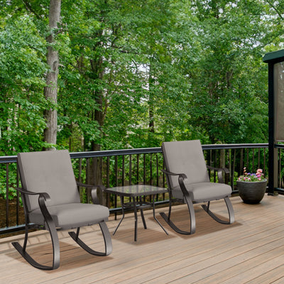 Four Seasons Courtyard Gramercy Steel 3 Piece Rocking Bistro Set, Gray(Open Box) - VMInnovations