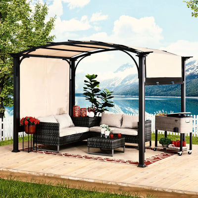 Sunjoy 9x11Ft Arched Pergola Cover Backyard Roof Shaded Canopy Tent (Open Box)