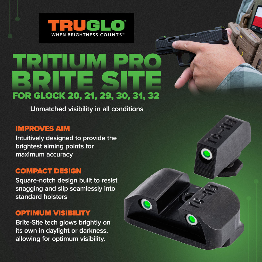 TruGlo Tritium Pro Brite Site High Set Handgun Sight, Glock 20 & More (Open Box) - VMInnovations
