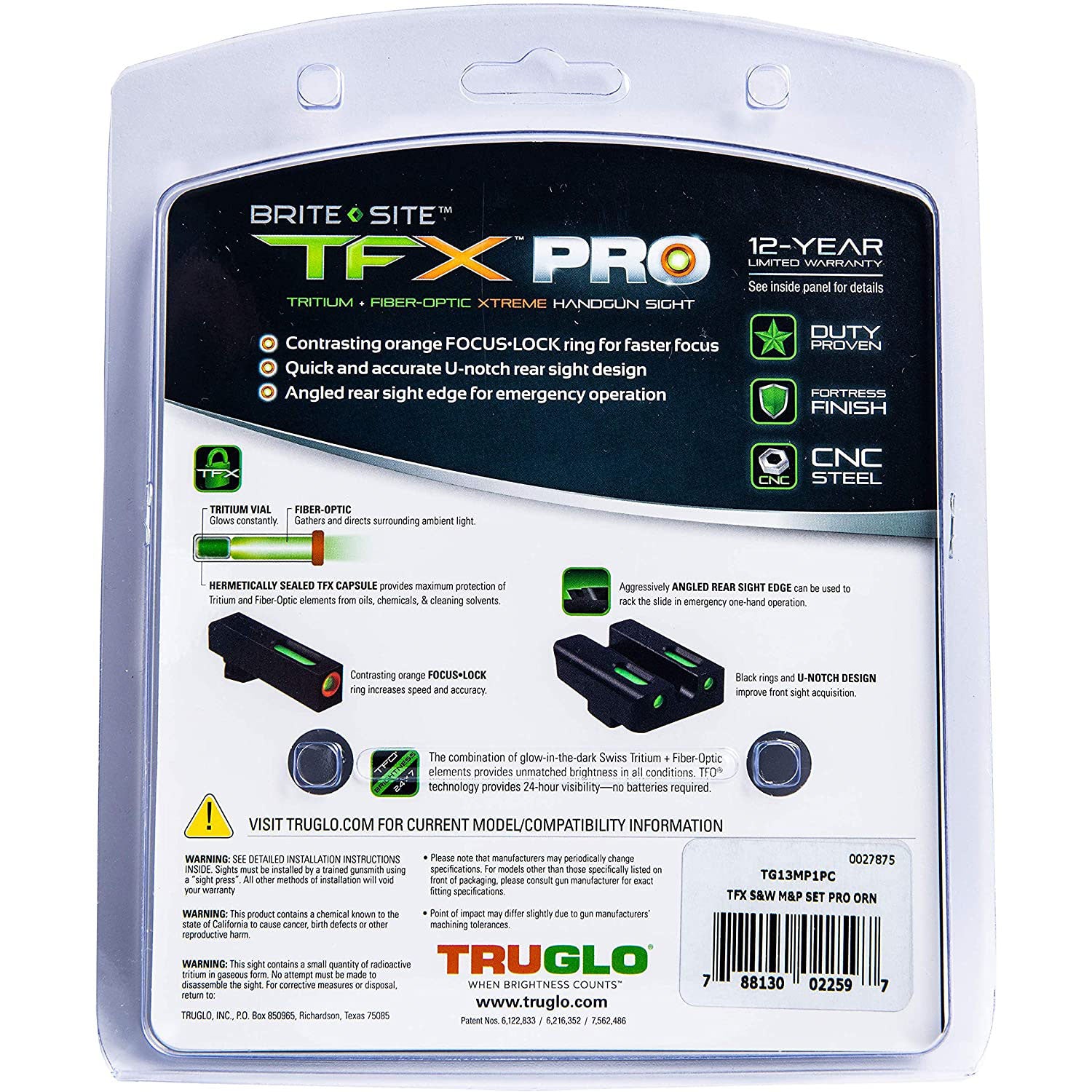 TruGlo Pro Fiber Optic Tritium Handgun Sight for Smith & Wesson M&P Models(Used) - VMInnovations