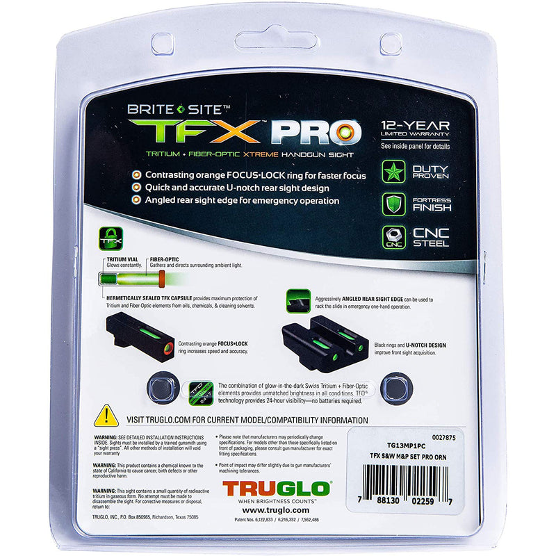 TruGlo Pro Fiber Optic Tritium Handgun Sight for Smith & Wesson M&P&