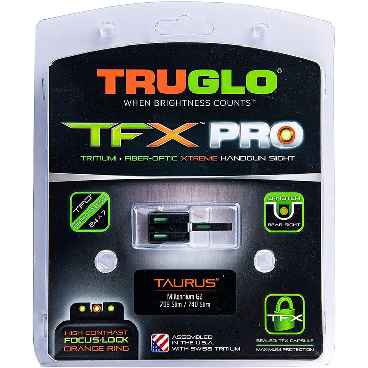 TruGlo Pro TFK Fiber Optic Tritium Handgun Glock Pistol Sight Accessory, Taurus