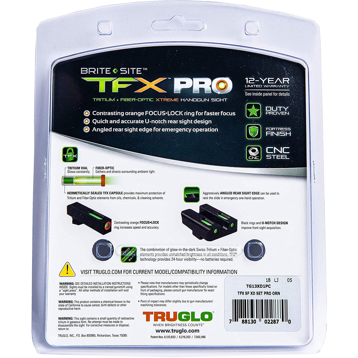 TruGlo TFK Pro Fiber Optic Tritium Sight Accessories for SF XD Models (Used) - VMInnovations