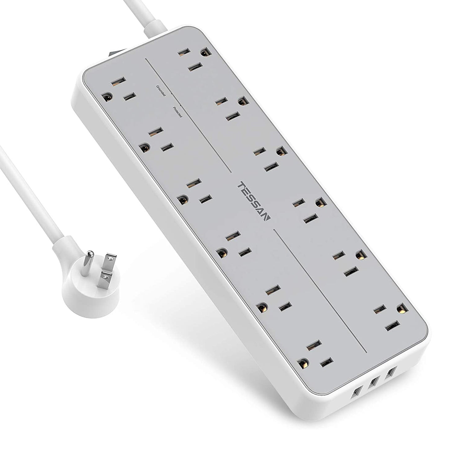 TESSAN Power Strip with Surge Protector, 12 AC Outlets, and 3 USB Ports