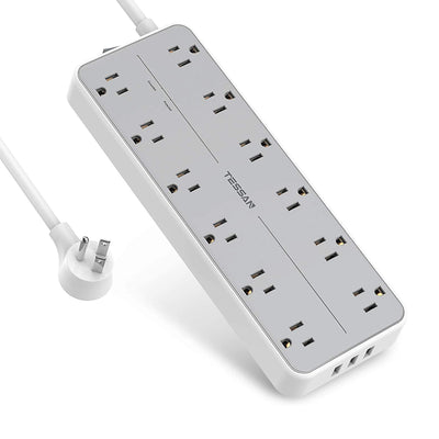 TESSAN Power Strip with Surge Protector, 12 AC Outlets, and 3 USB Ports