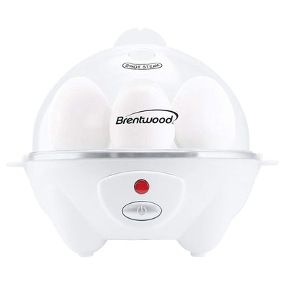 Brentwood Electric Boiled Egg Cooker for 7 Eggs with Omelet Tray, White (Used)