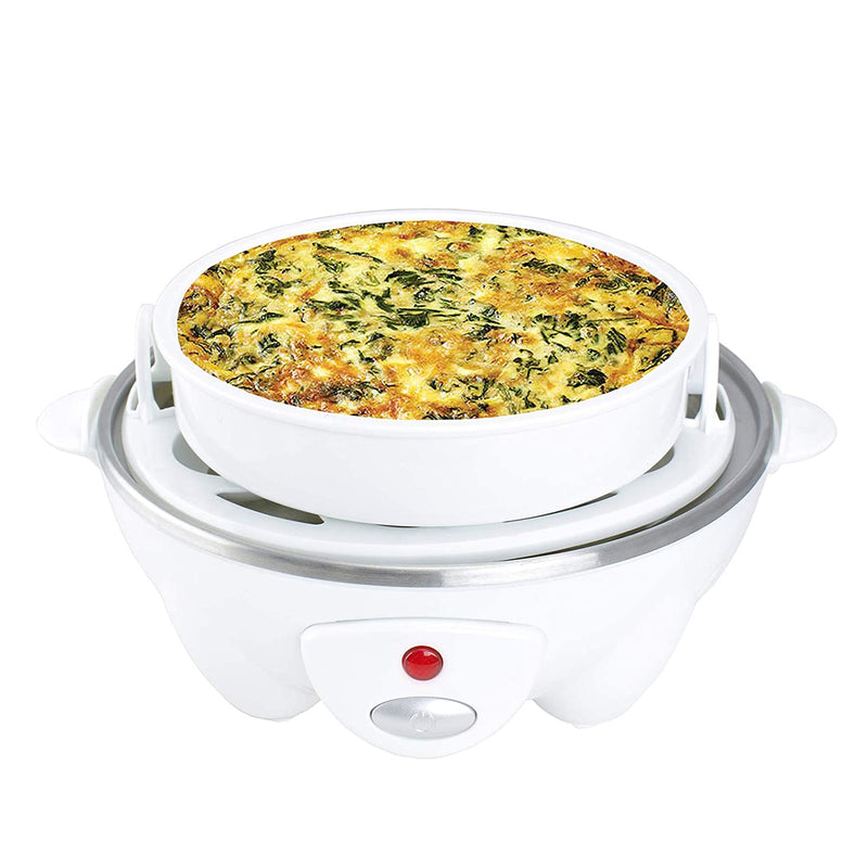 Brentwood Electric Boiled Egg Cooker for 7 Eggs with Omelet Tray, White (Used)