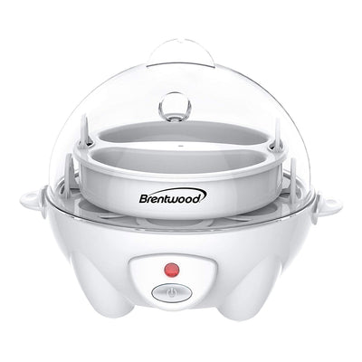 Brentwood Electric Boiled Egg Cooker for 7 Eggs with Omelet Tray, White (Used)