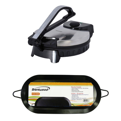 Brentwood Non-Stick Electric Tortilla Warmer & 18-Inch Dual Burner Comal Griddle
