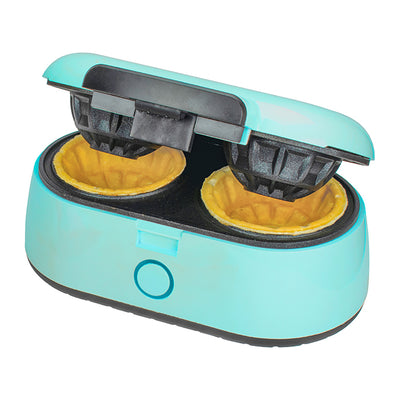 Brentwood TS-1402BL Kitchen Counter Dessert Double Bowl Mini Waffle Maker, Blue