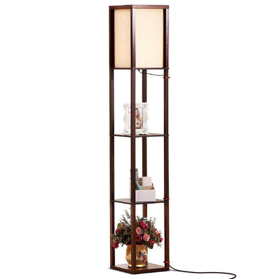 Brightech Maxwell Standing Tower Floor Lamp w/ Shelves & LED Bulb (For Parts)