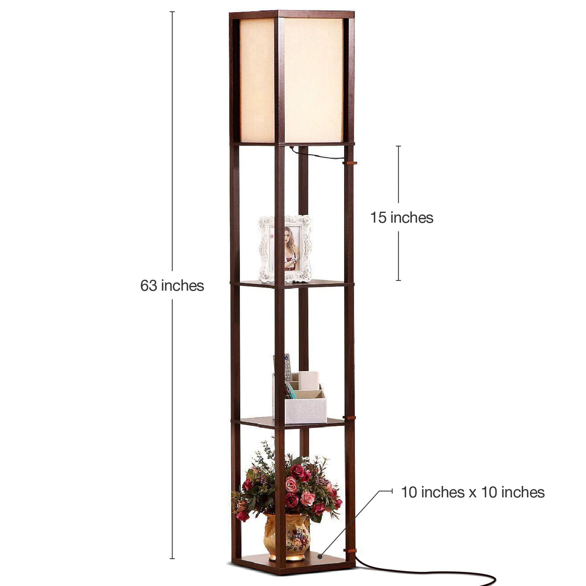 Brightech Maxwell Standing Tower Floor Lamp w/ Shelves & LED Bulb (For Parts)
