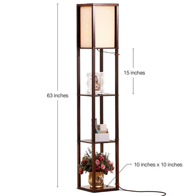 Brightech Maxwell Standing Tower Floor Lamp w/ Shelves & LED Bulb (For Parts)