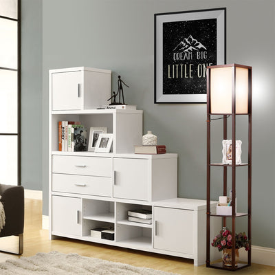 Brightech Maxwell Standing Tower Floor Lamp w/ Shelves & LED Bulb (For Parts)
