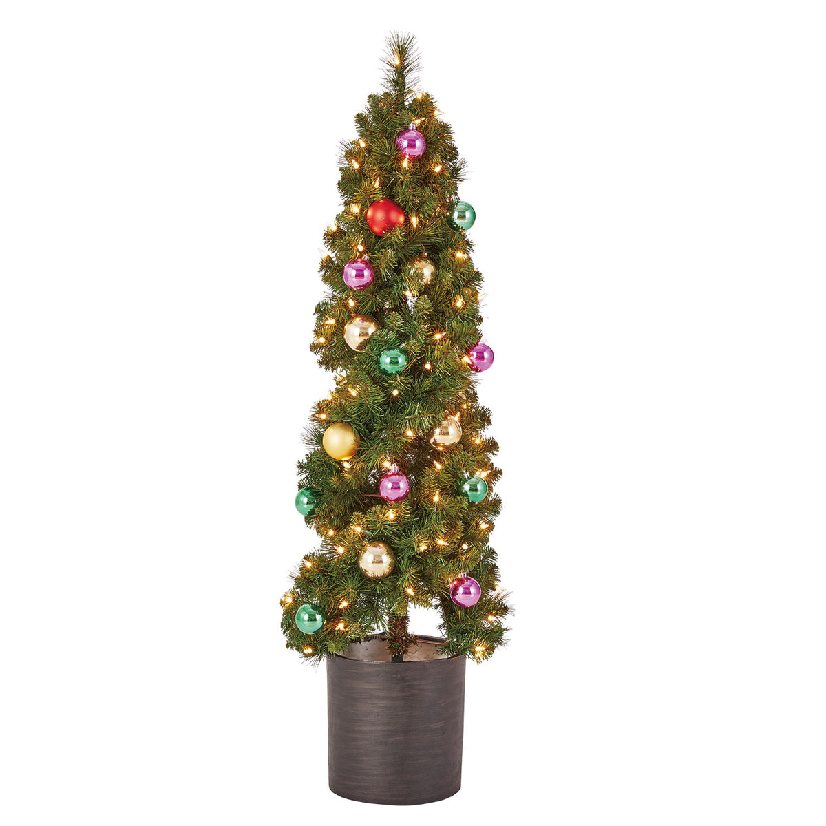 Home Heritage 4 Foot Spiral Design Topiary Pine Tree w/ Clear Lights (For Parts)