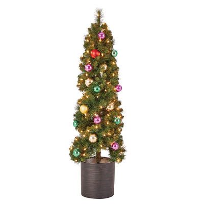 Home Heritage 4 Foot Spiral Design Topiary Pine Tree w/ Clear Lights (For Parts)