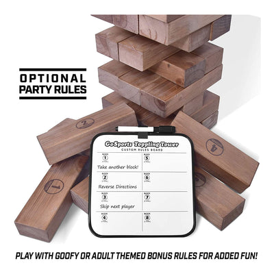 GoSports Giant 5 Ft Wooden Toppling Tower Backyard Lawn Game, Brown (Open Box)