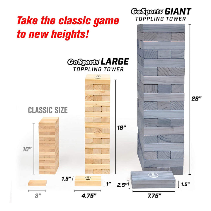 GoSports Giant 5 Foot Wooden Toppling Tower Backyard Lawn Game, Gray (Open Box)