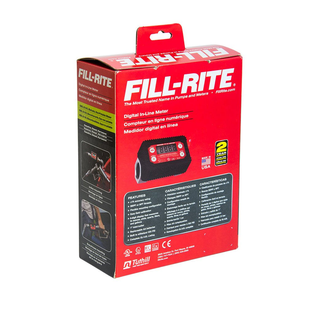 Fill-Rite TT10ANC 1 Inch In-Line Digital Display Turbine Chemical Transfer Meter
