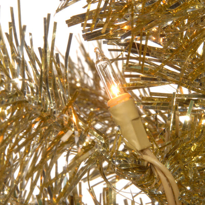 National Tree Company 4" Prelit Tinsel Tree with Metal Stand, Gold (Open Box) - VMInnovations