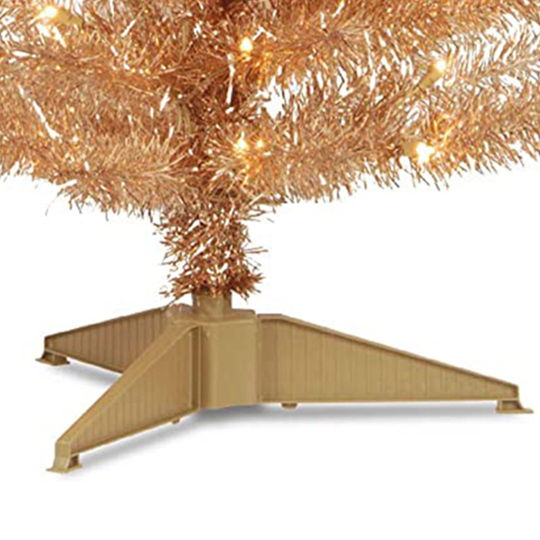 National Tree Company 4" Prelit Tinsel Tree with Metal Stand, Gold (Open Box)